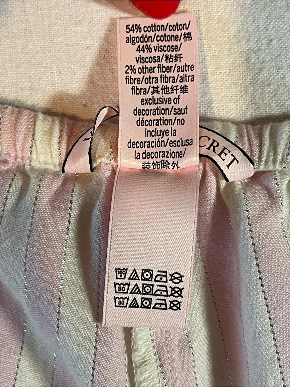 Victoria's Secret Classic Pink and White Striped Lounge Pants with Pockets